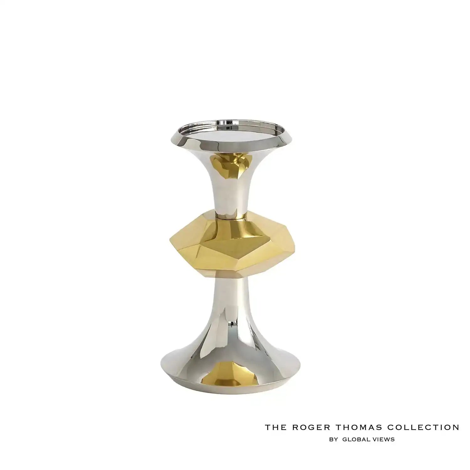 GLOBAL VIEWS GABRIEL NICKEL CANDLE HOLDER - Decorative Accents