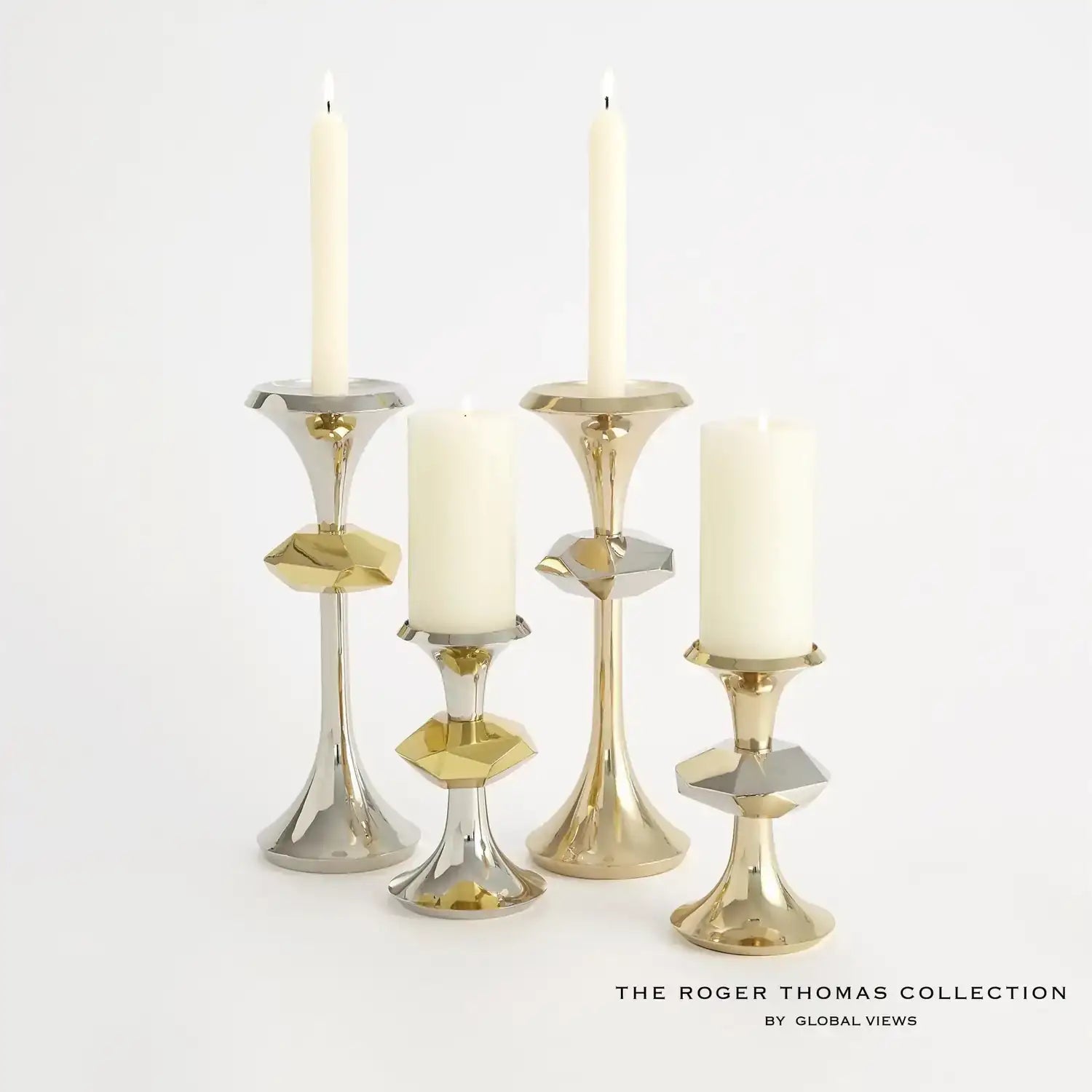 GLOBAL VIEWS GABRIEL NICKEL CANDLE HOLDER - Decorative Accents