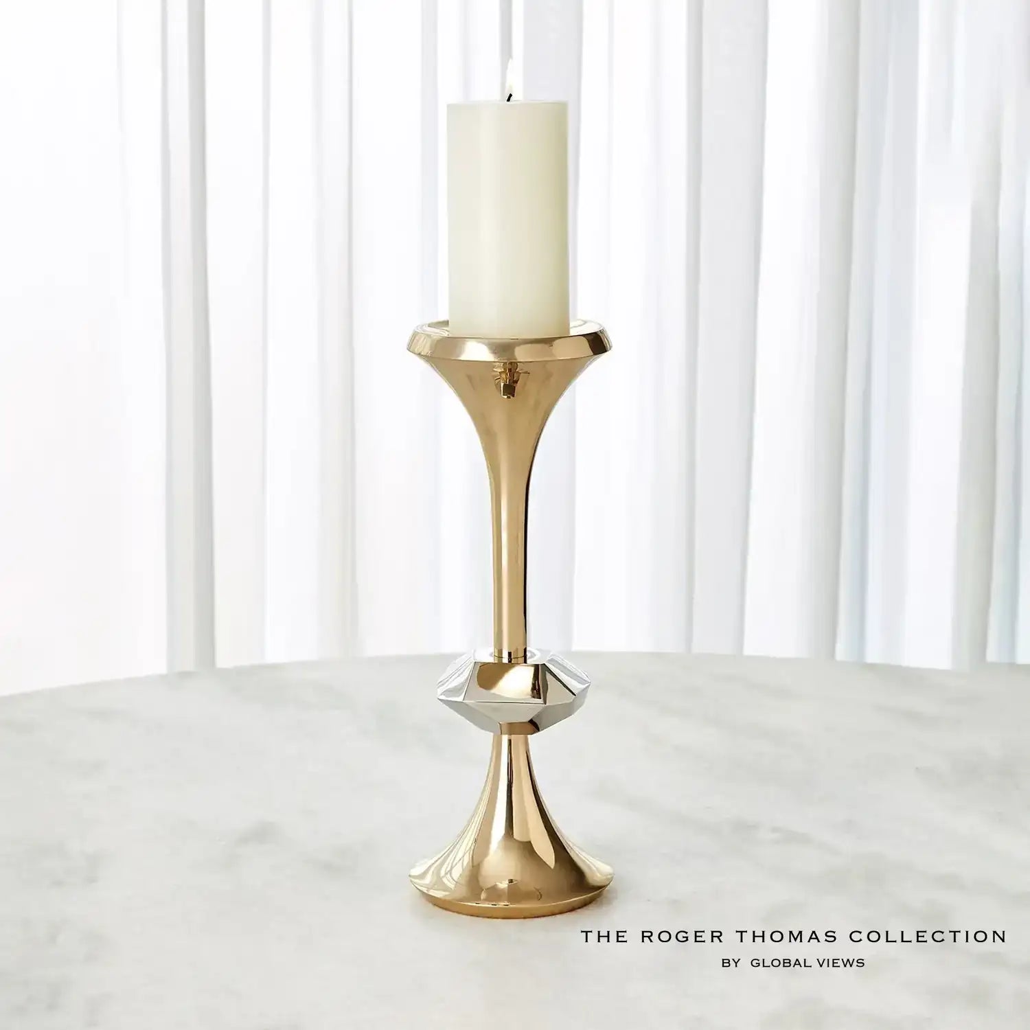GLOBAL VIEWS GABRIEL BRASS CANDLE HOLDER - Decorative Accents
