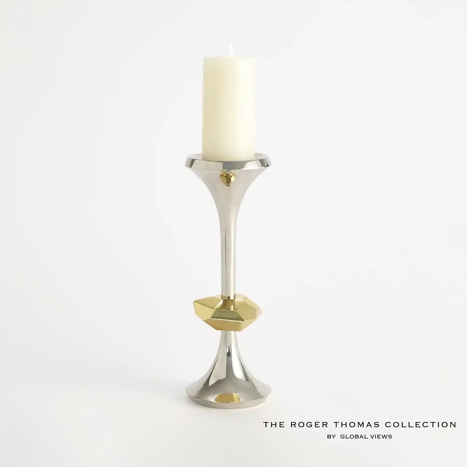 GLOBAL VIEWS GABRIEL NICKEL CANDLE HOLDER - Decorative Accents