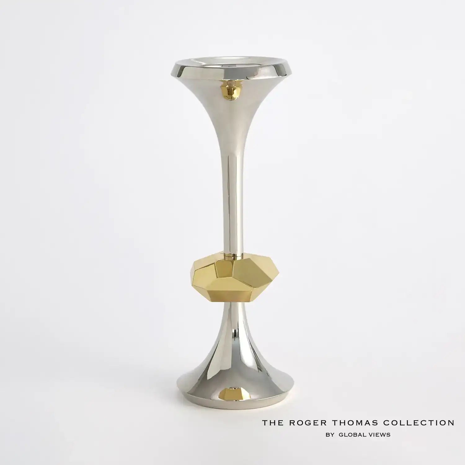 GLOBAL VIEWS GABRIEL NICKEL CANDLE HOLDER - Decorative Accents
