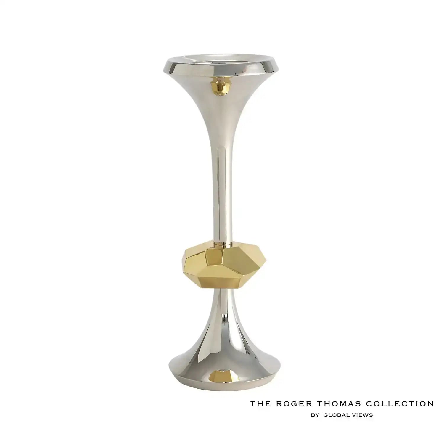 GLOBAL VIEWS GABRIEL NICKEL CANDLE HOLDER - Decorative Accents