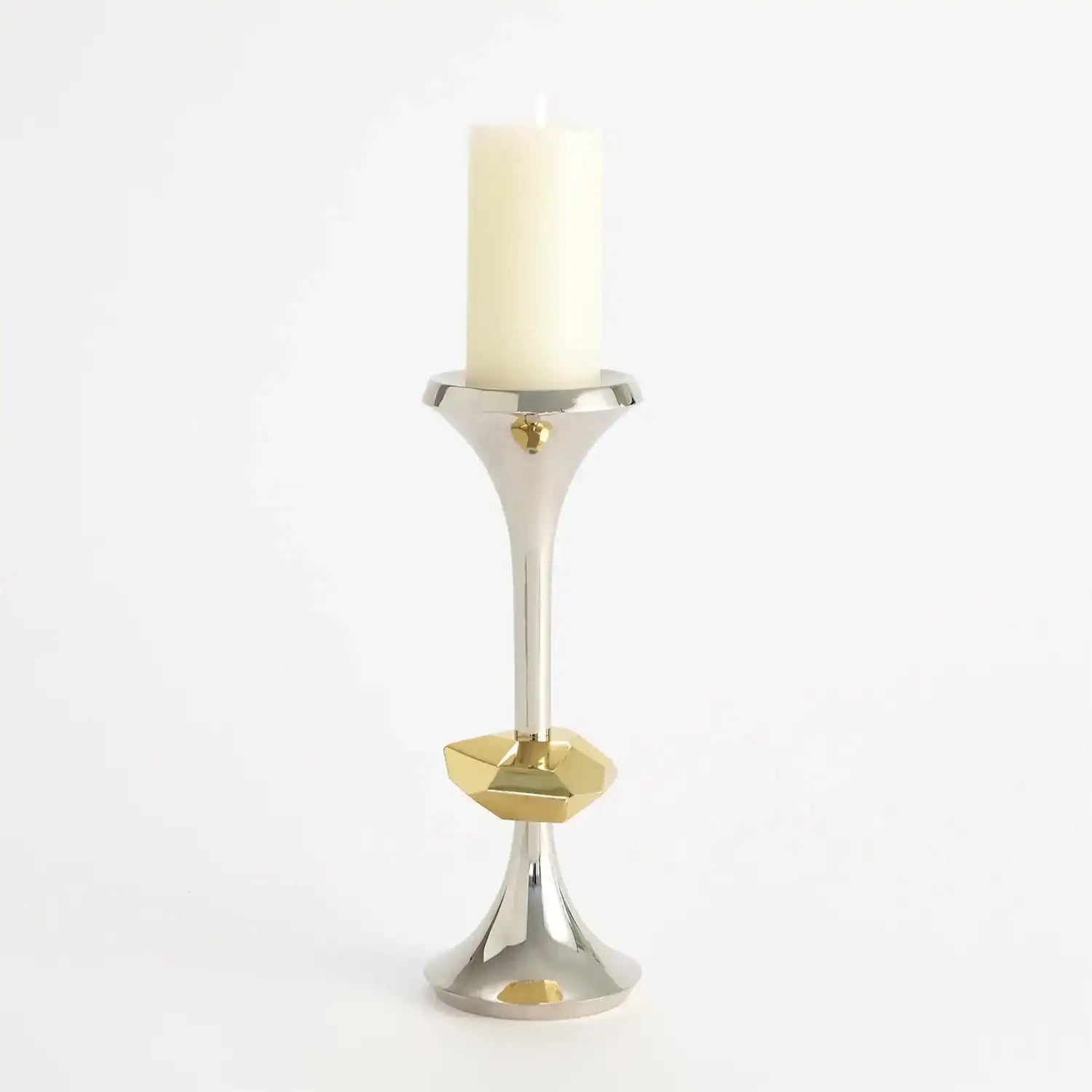 GLOBAL VIEWS GABRIEL NICKEL CANDLE HOLDER - Decorative Accents