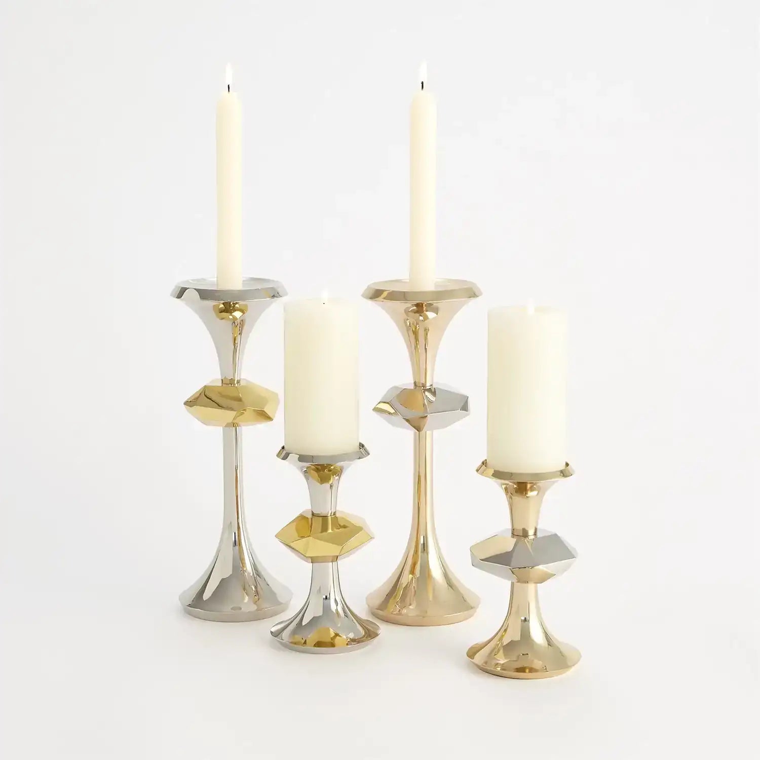 GLOBAL VIEWS GABRIEL NICKEL CANDLE HOLDER - Decorative Accents