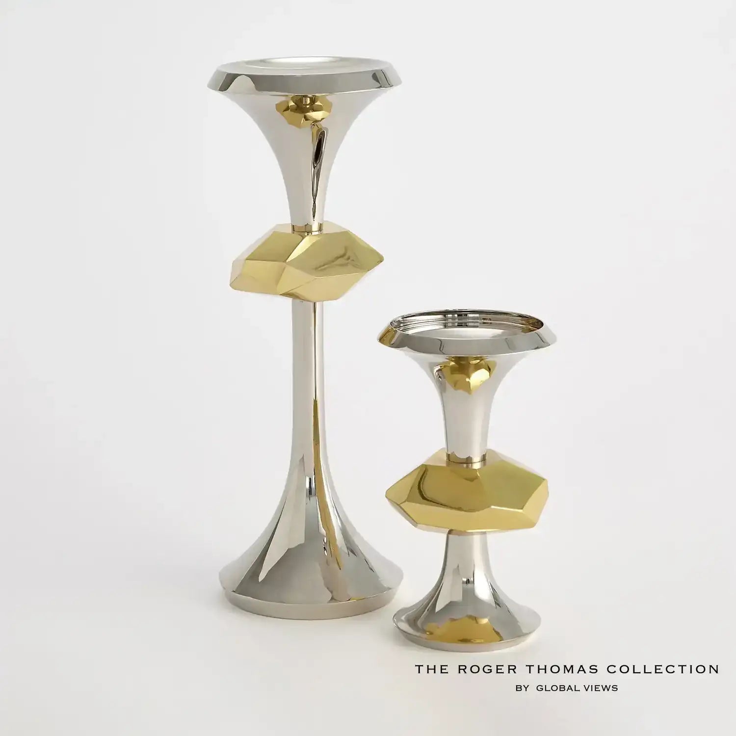 GLOBAL VIEWS GABRIEL NICKEL CANDLE HOLDER - Decorative Accents