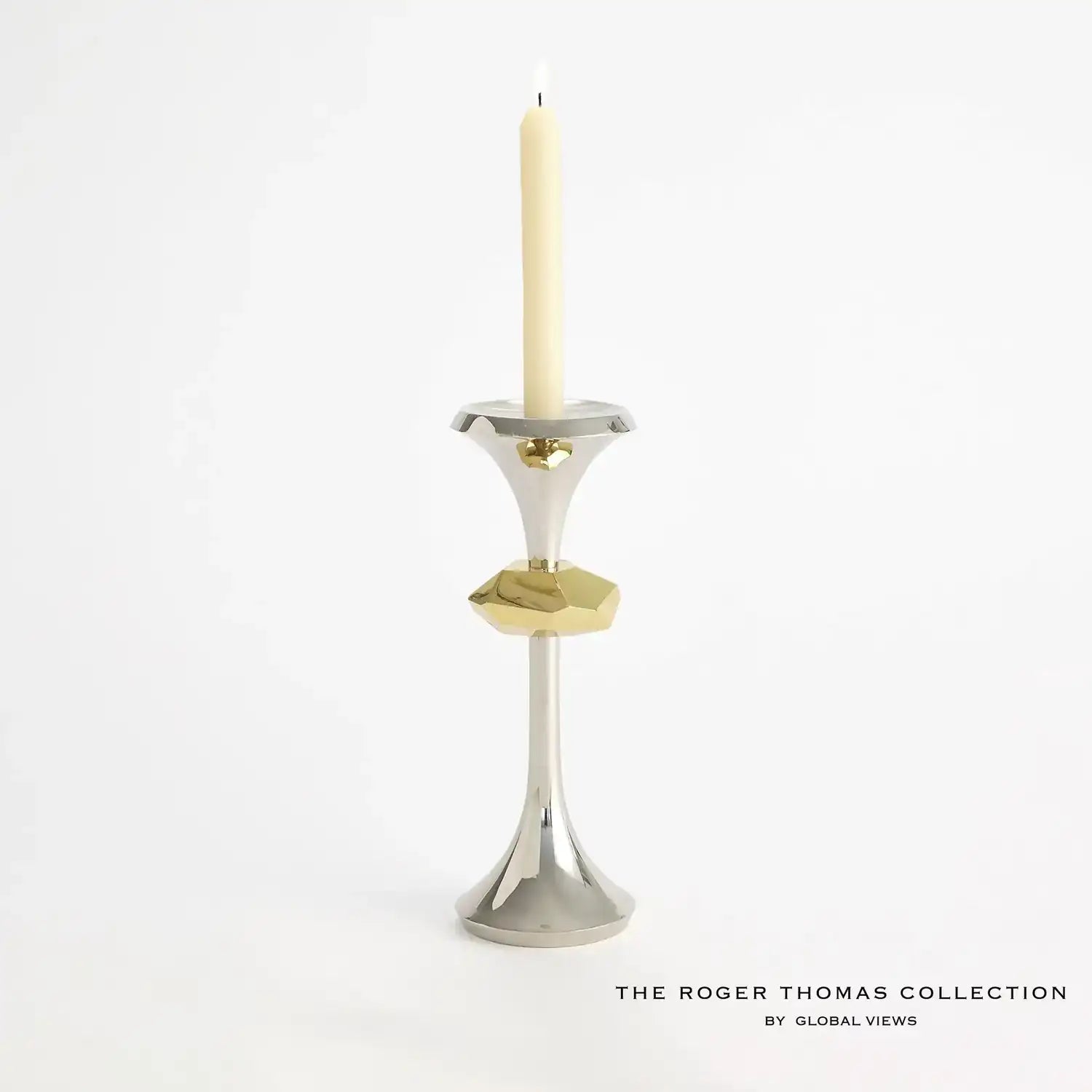 GLOBAL VIEWS GABRIEL NICKEL CANDLE HOLDER - Decorative Accents