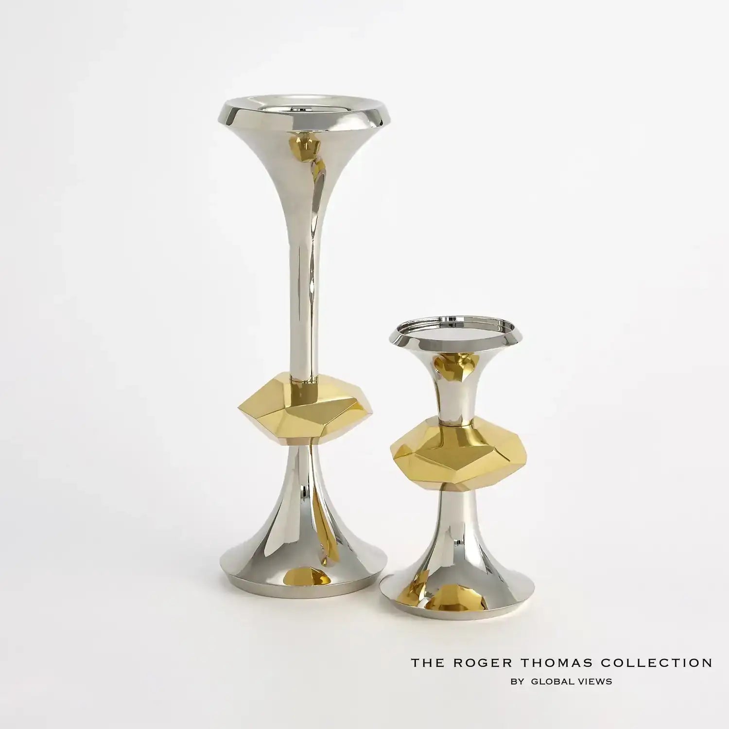 GLOBAL VIEWS GABRIEL NICKEL CANDLE HOLDER - Decorative Accents