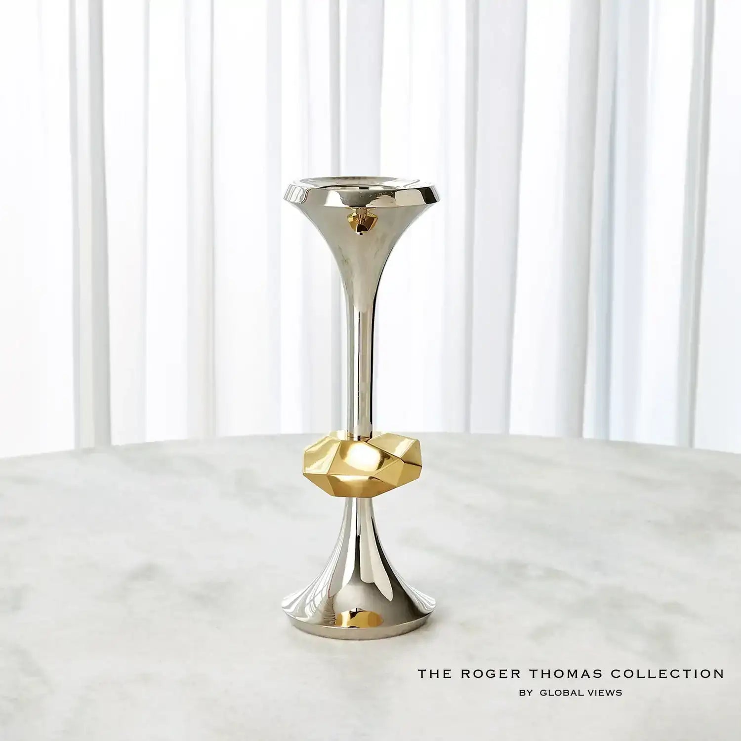 GLOBAL VIEWS GABRIEL NICKEL CANDLE HOLDER - Decorative Accents