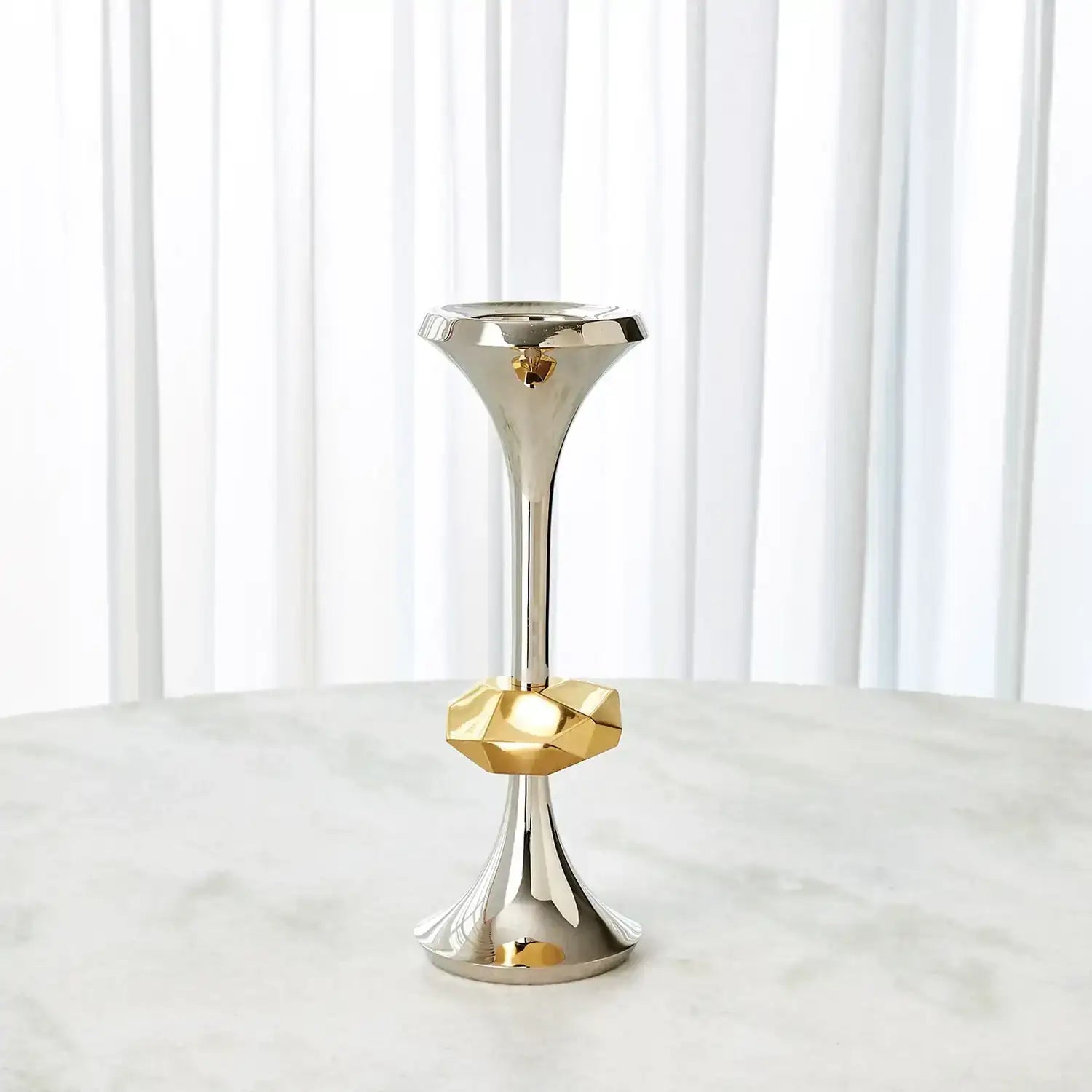 GLOBAL VIEWS GABRIEL NICKEL CANDLE HOLDER - Decorative Accents