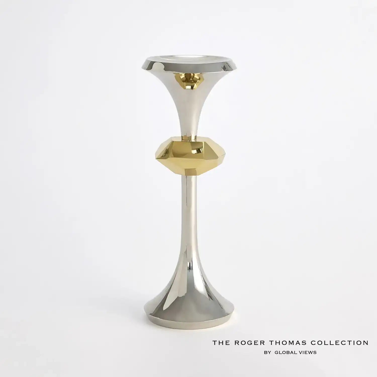 GLOBAL VIEWS GABRIEL NICKEL CANDLE HOLDER - Decorative Accents
