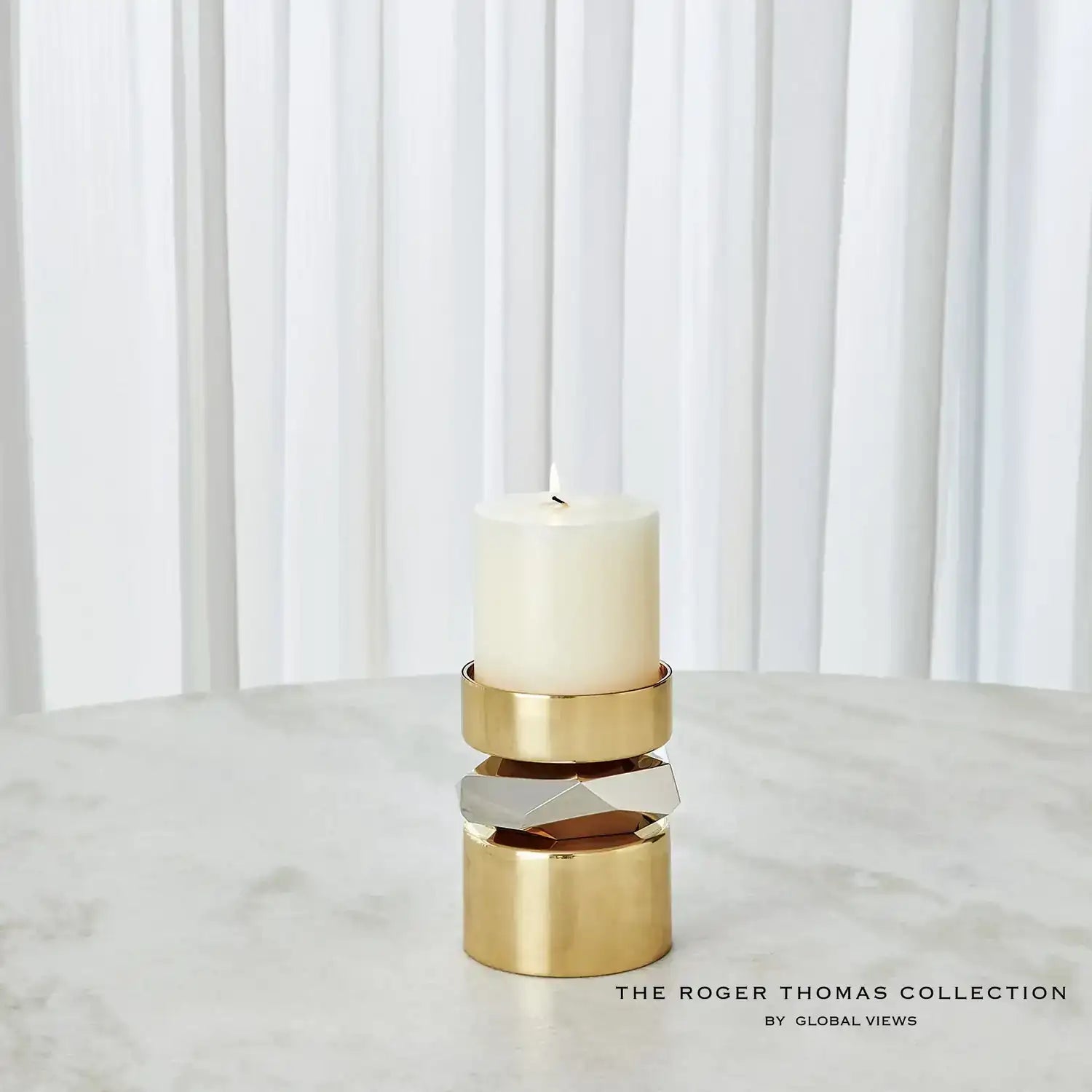 GLOBAL VIEWS ROMANO BRASS CANDLE HOLDER - Decorative Accents