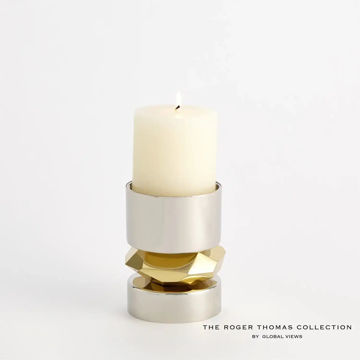 GLOBAL VIEWS ROMANO NICKEL CANDLE HOLDER - Decorative Accents