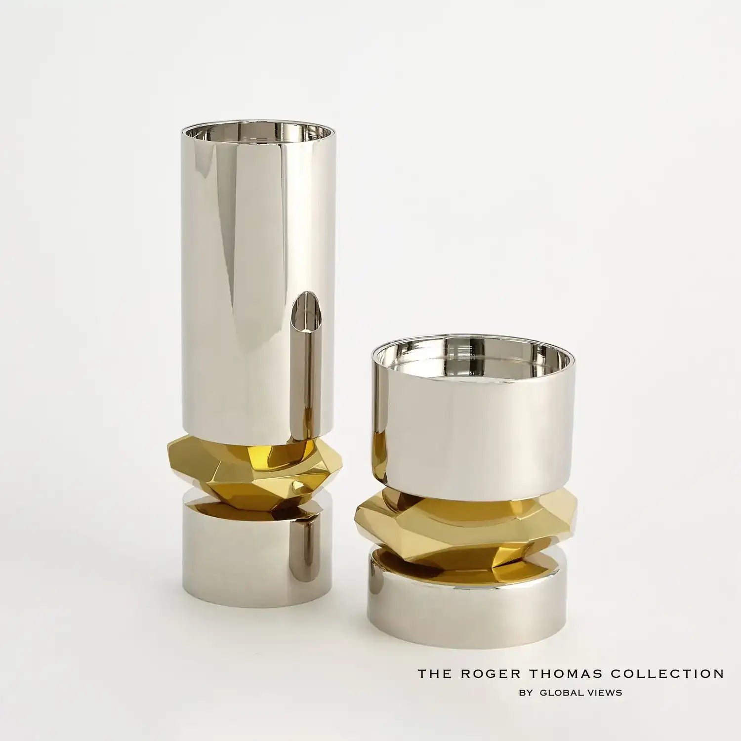 GLOBAL VIEWS ROMANO NICKEL CANDLE HOLDER - Decorative Accents