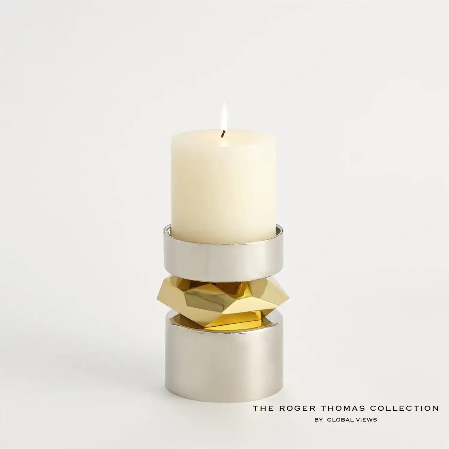 GLOBAL VIEWS ROMANO NICKEL CANDLE HOLDER - Decorative Accents