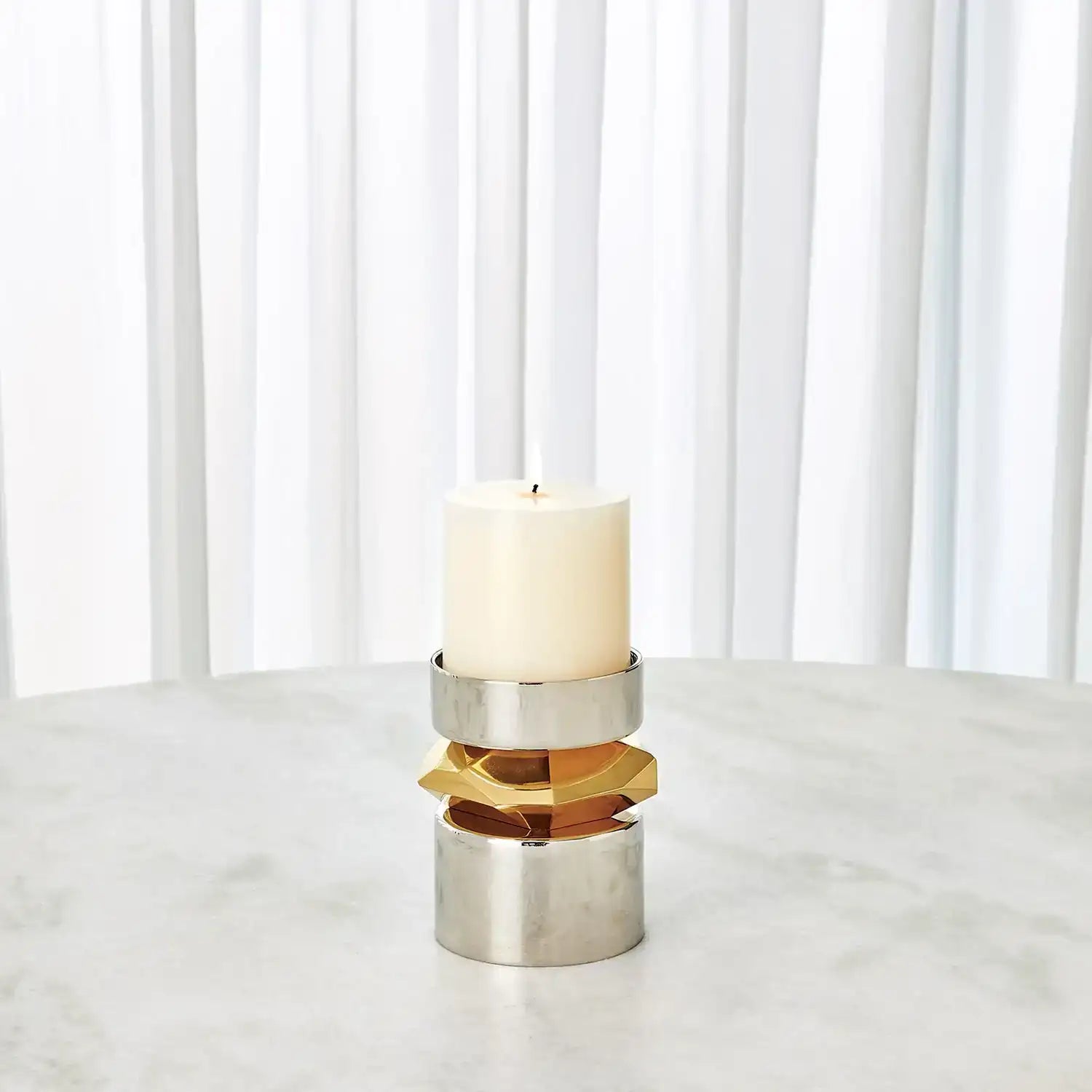 GLOBAL VIEWS ROMANO NICKEL CANDLE HOLDER - Decorative Accents