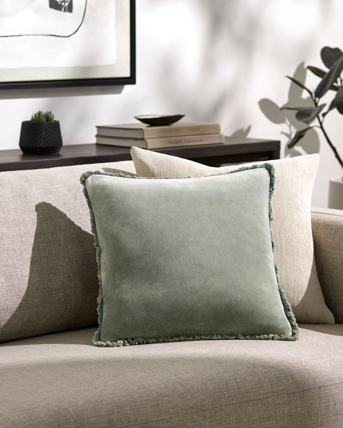 SURYA WASHED COTTON VELVET ACCENT PILLOW - Linens