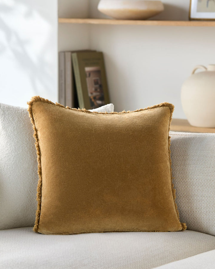 SURYA WASHED COTTON VELVET ACCENT PILLOW - Linens