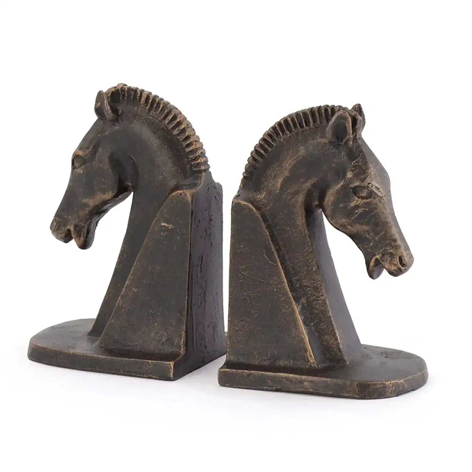 GLOBAL VIEWS TROJAN HORSE HEAD BOOKENDS - Decorative Accents