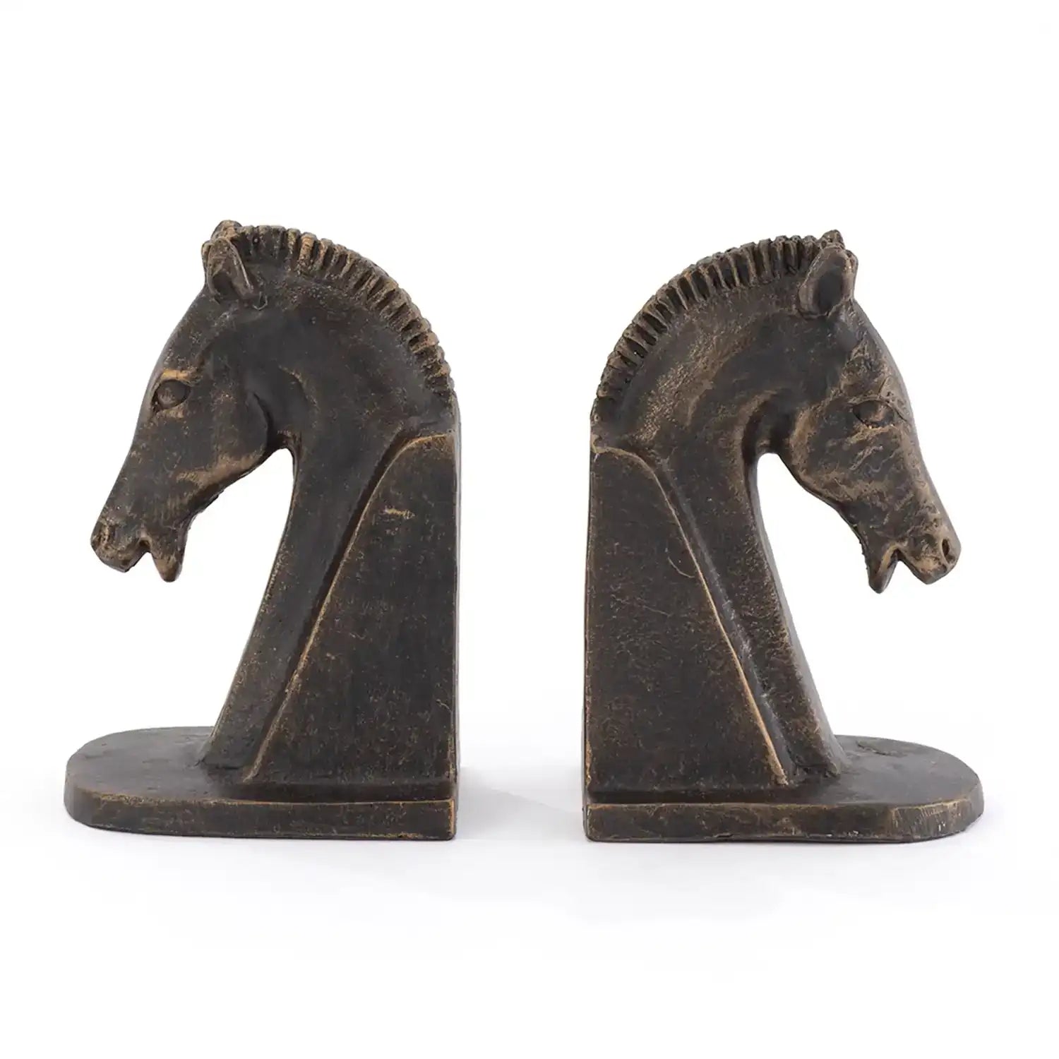 GLOBAL VIEWS TROJAN HORSE HEAD BOOKENDS - Decorative Accents