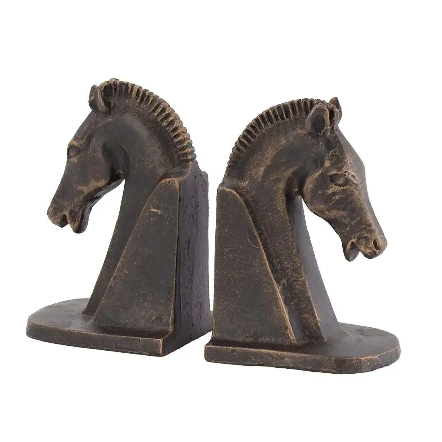 GLOBAL VIEWS TROJAN HORSE HEAD BOOKENDS - Decorative Accents