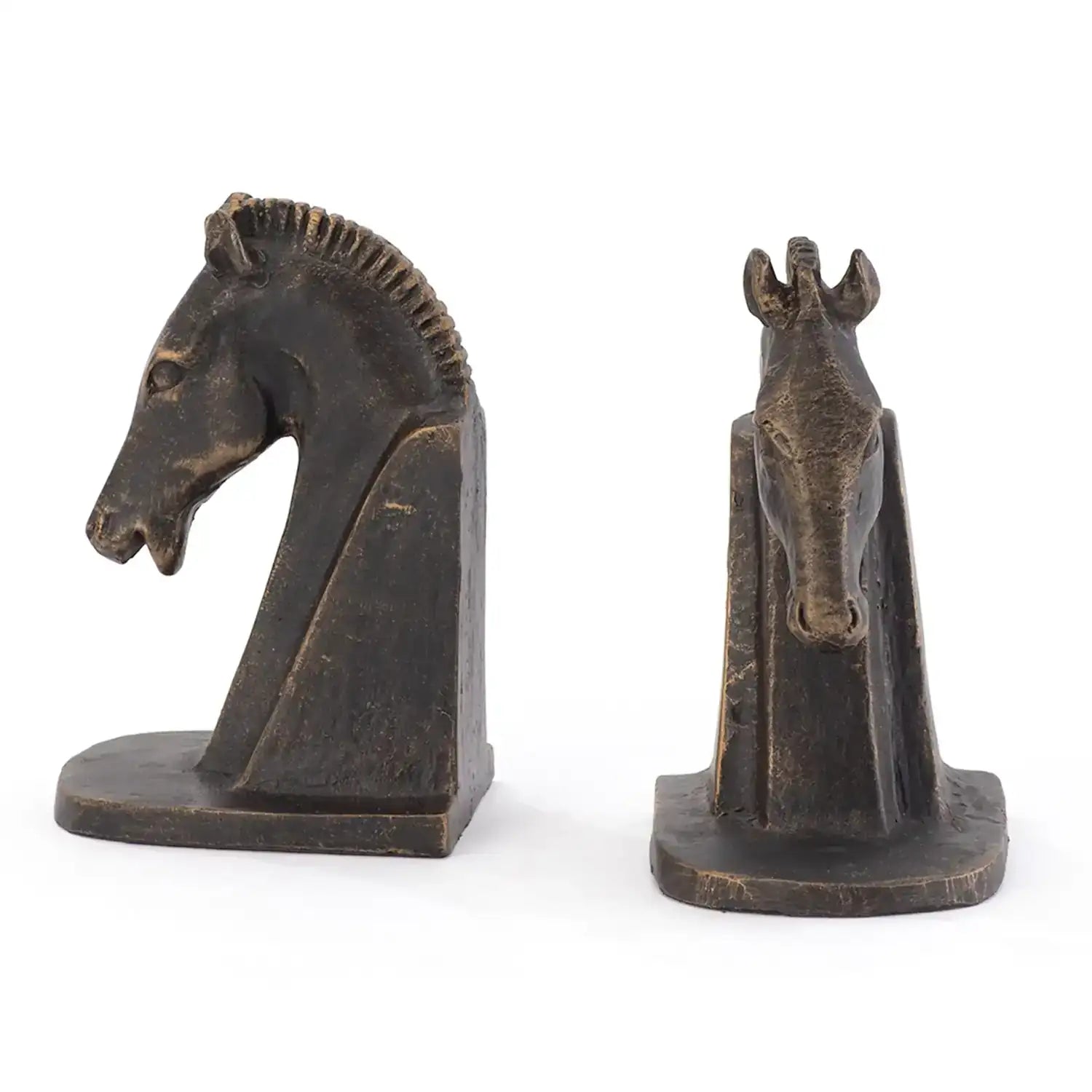 GLOBAL VIEWS TROJAN HORSE HEAD BOOKENDS - Decorative Accents