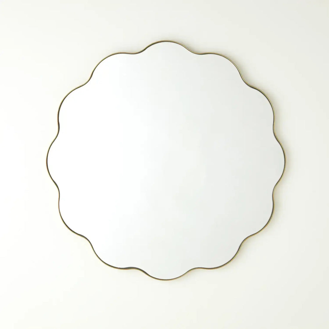 GLOBAL VIEWS SCALLOPED ROUND MIRROR WITH GOLD METAL FRAME | WDS8177-GV - DO NOT SHOW ON WEBSITE