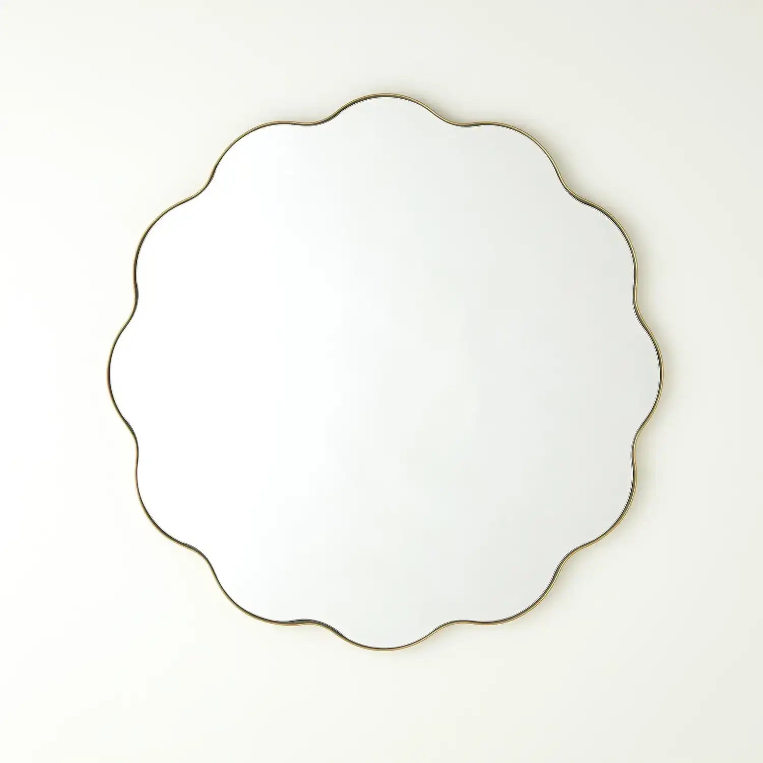 GLOBAL VIEWS SCALLOPED ROUND MIRROR WITH GOLD METAL FRAME | WDS8177-GV - DO NOT SHOW ON WEBSITE