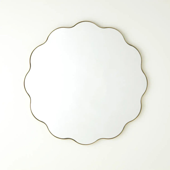GLOBAL VIEWS SCALLOPED ROUND MIRROR WITH GOLD METAL FRAME | WDS8177-GV - DO NOT SHOW ON WEBSITE