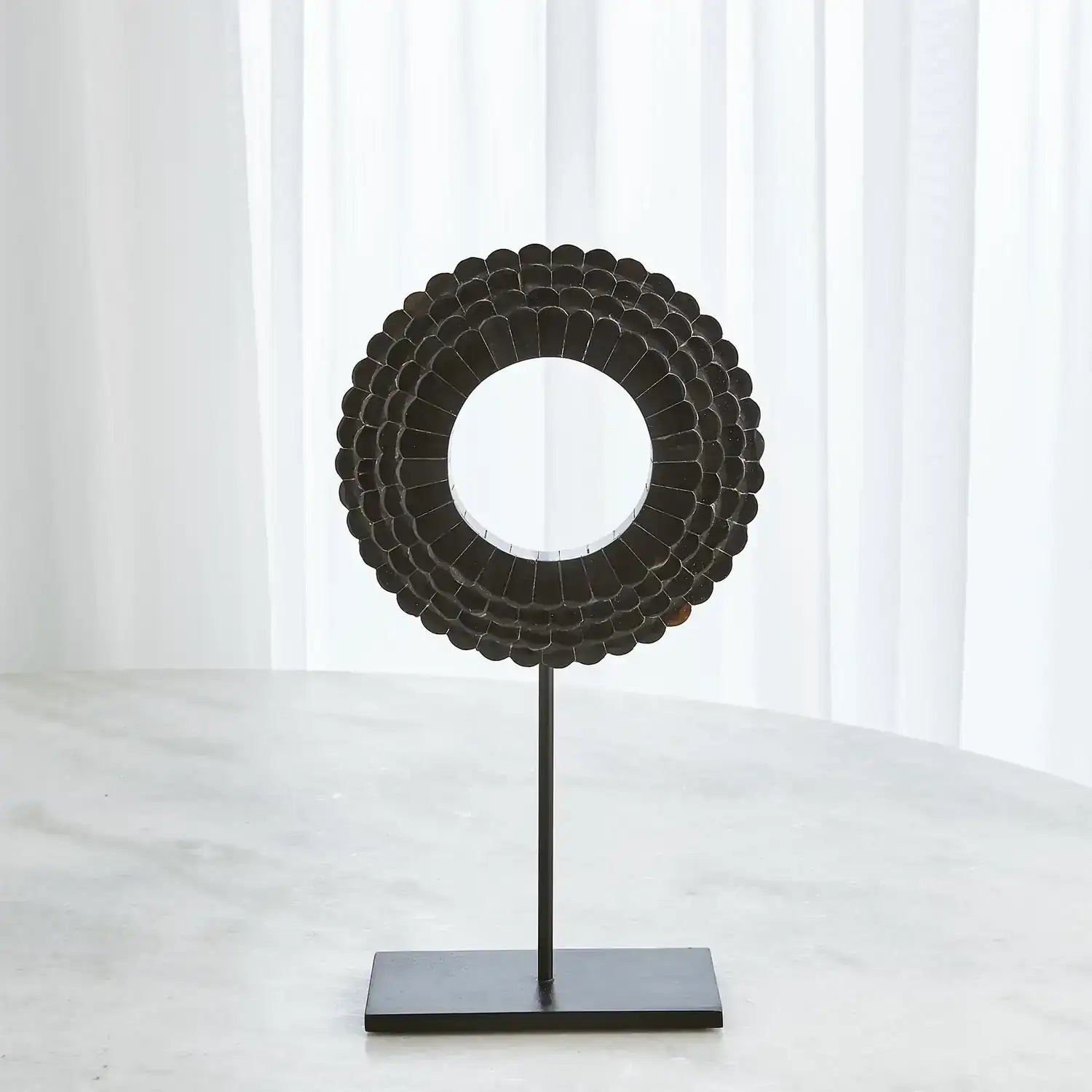GLOBAL VIEWS FOUR LAYER HORN SCALLOPED MOUNTED RING - Decorative Accents