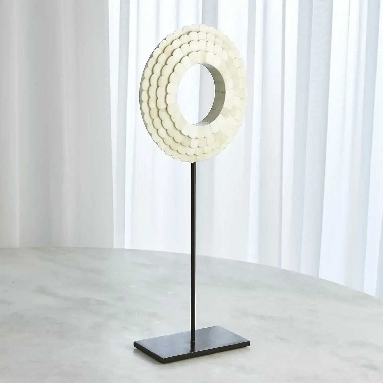 GLOBAL VIEWS FOUR LAYER BONE SCALLOPED MOUNTED RING - Decorative Accents