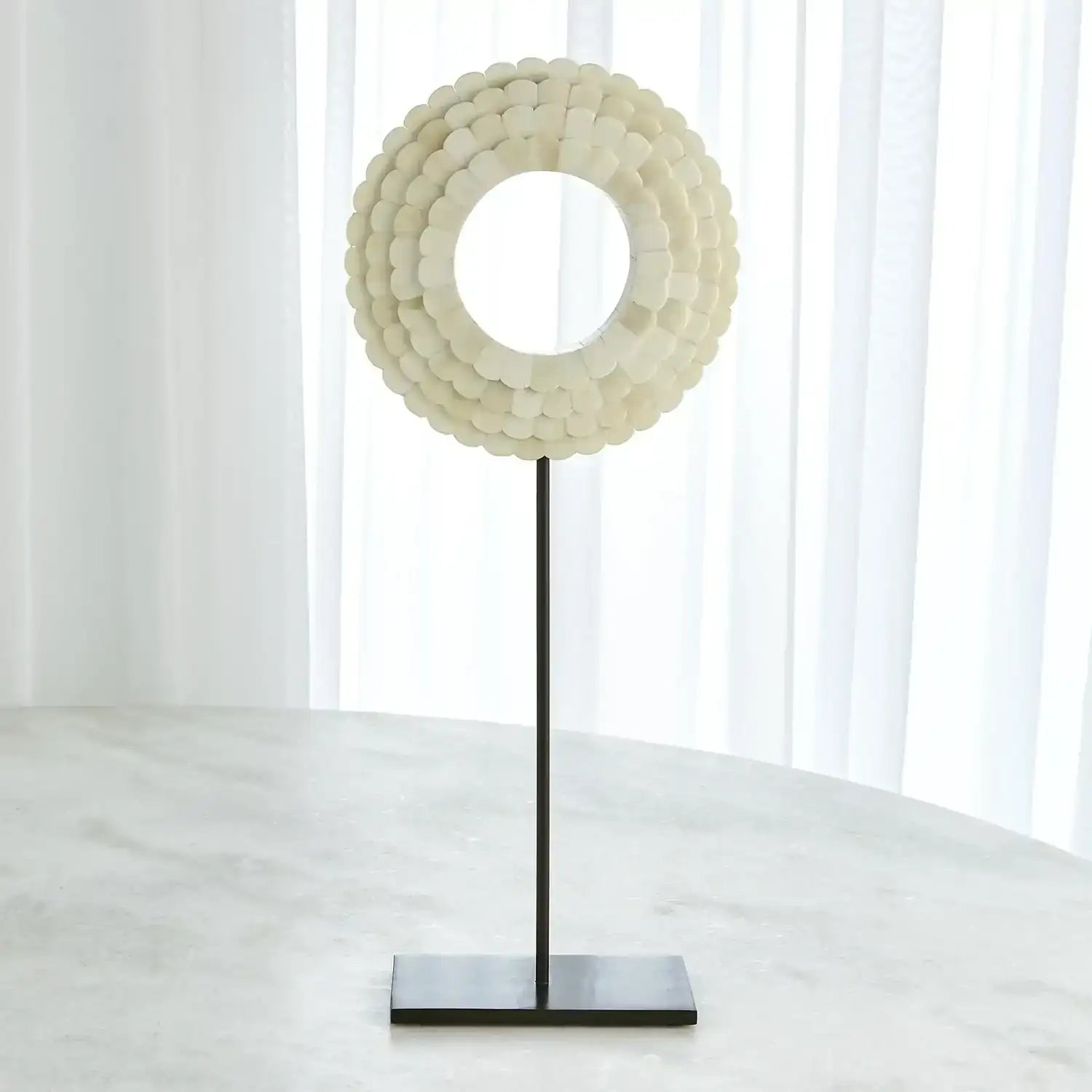 GLOBAL VIEWS FOUR LAYER BONE SCALLOPED MOUNTED RING - Decorative Accents
