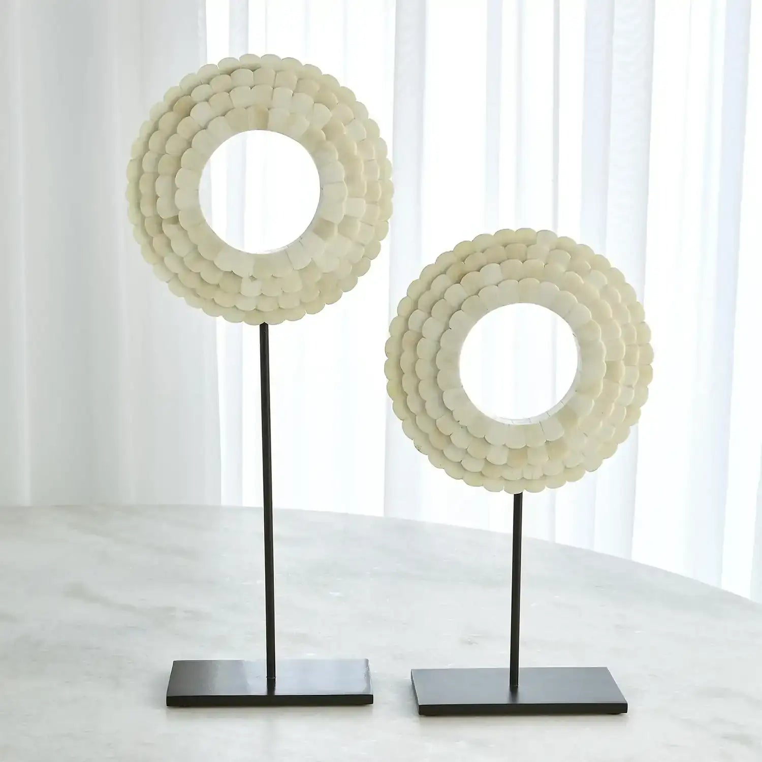 GLOBAL VIEWS FOUR LAYER BONE SCALLOPED MOUNTED RING - Decorative Accents