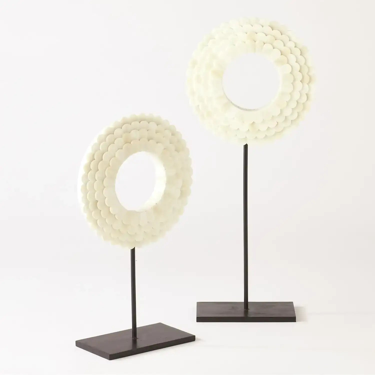 GLOBAL VIEWS FOUR LAYER BONE SCALLOPED MOUNTED RING - Decorative Accents