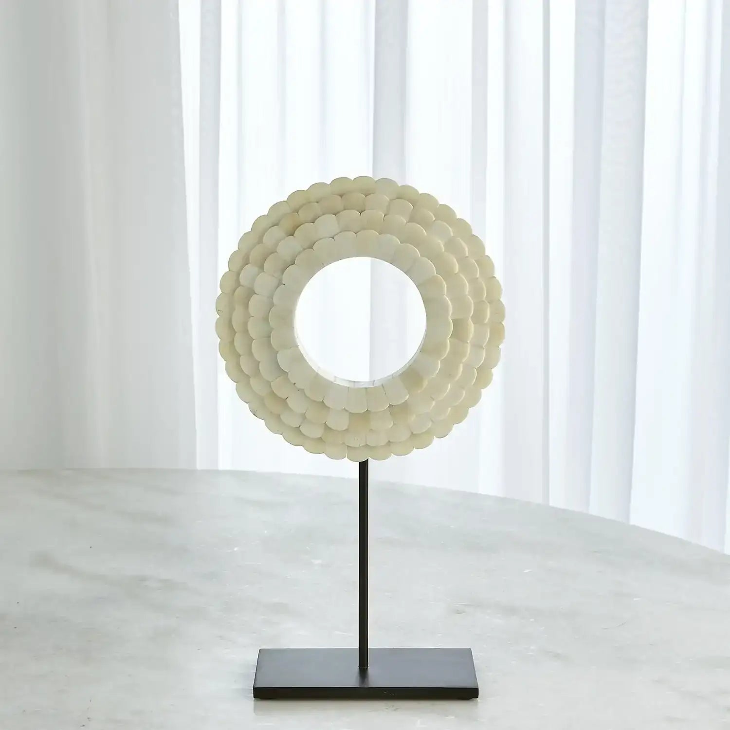 GLOBAL VIEWS FOUR LAYER BONE SCALLOPED MOUNTED RING - Decorative Accents