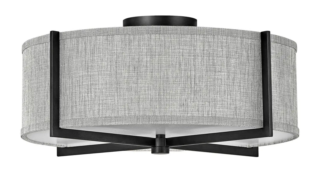 HINKLEY, AXIS HEATHERED GRAY SEMI-FLUSH MOUNT, FLUSH MOUNT CEILING LIGHTS