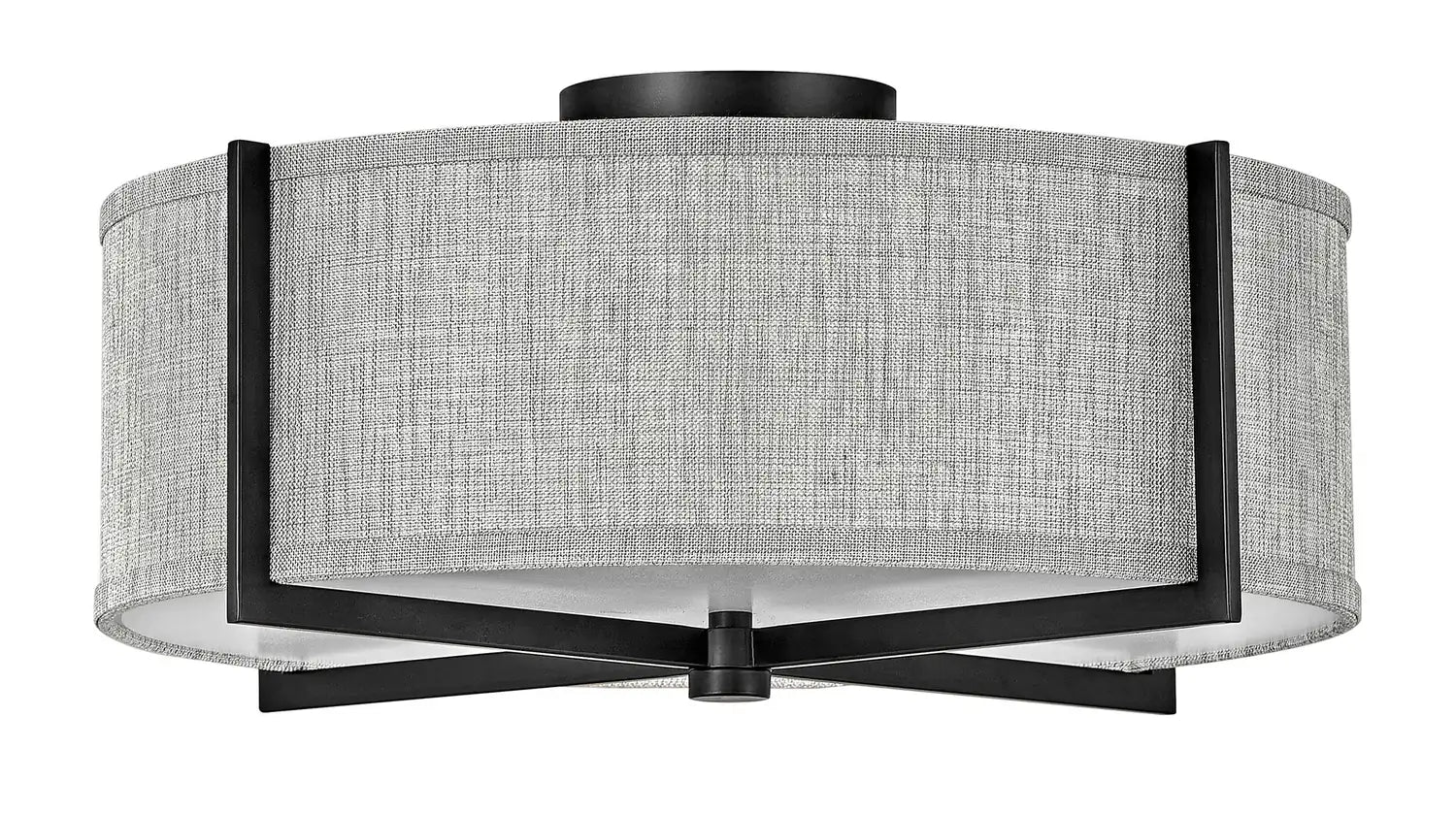 HINKLEY, AXIS HEATHERED GRAY SEMI-FLUSH MOUNT, FLUSH MOUNT CEILING LIGHTS