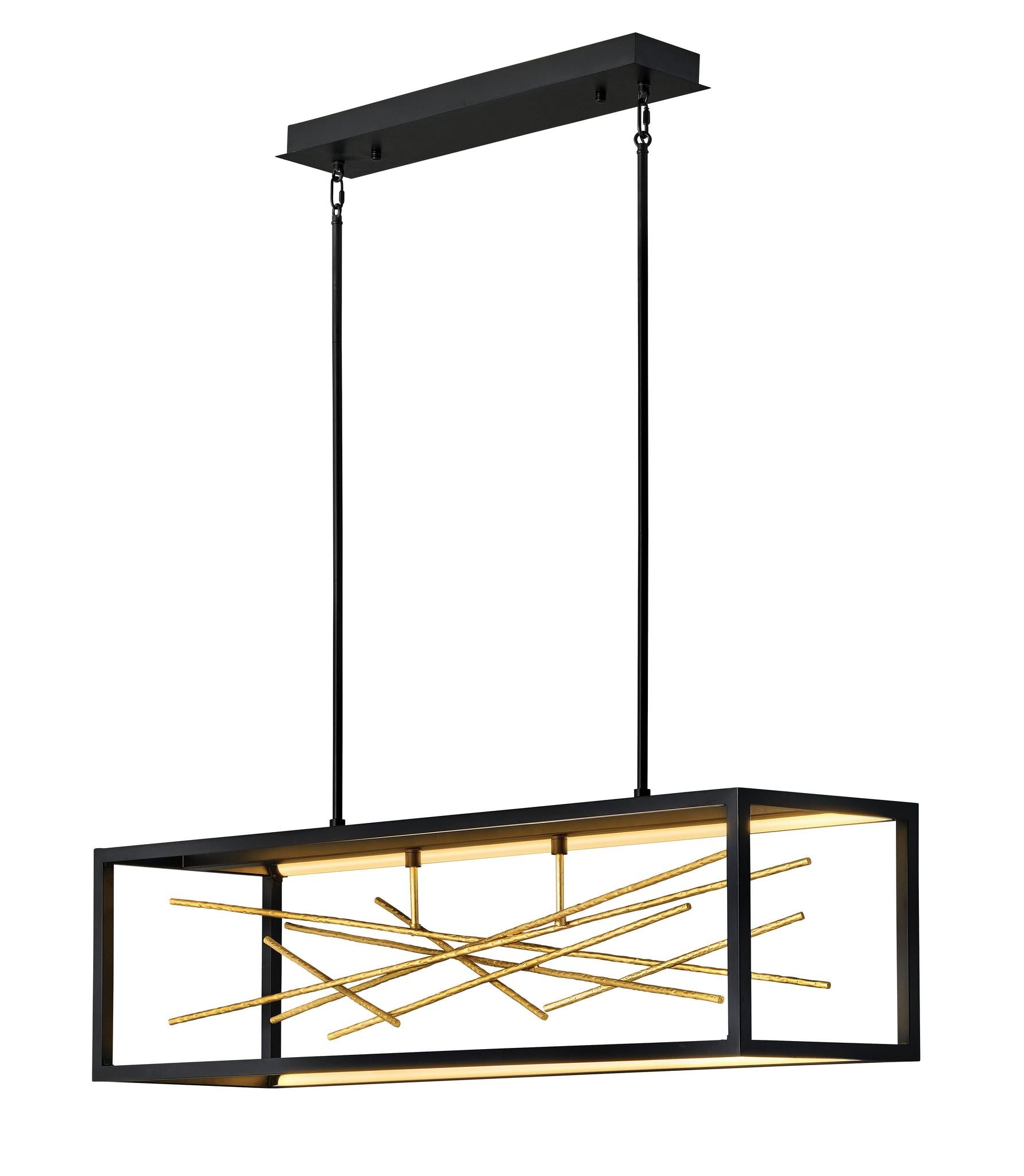 FREDRICK RAMOND, STYX LINEAR & OVAL OPEN FRAME CHANDELIER, PENDANT LIGHT