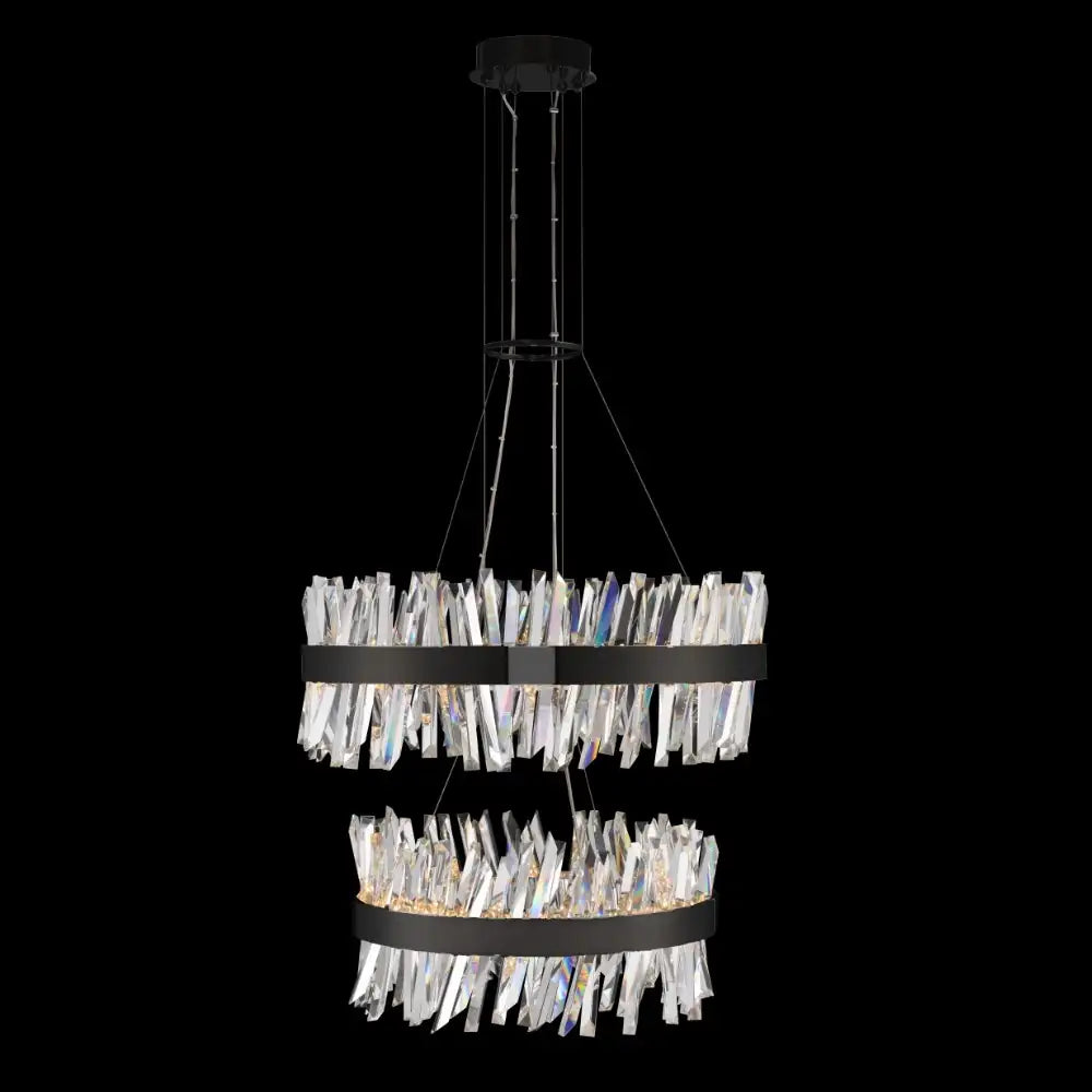 ALLEGRI, GLACIER 2 TIER LED PENDANT, CHANDELIER LIGHT