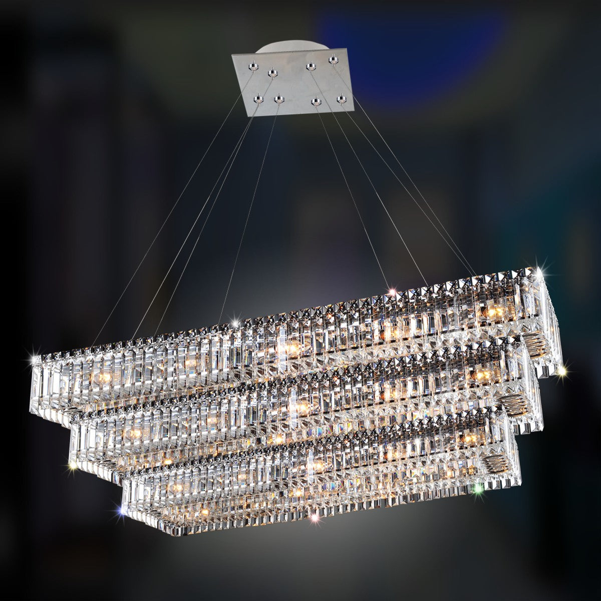 ALLEGRI, BAGUETTE 3 TIER PENDANT, PENDANT LIGHT