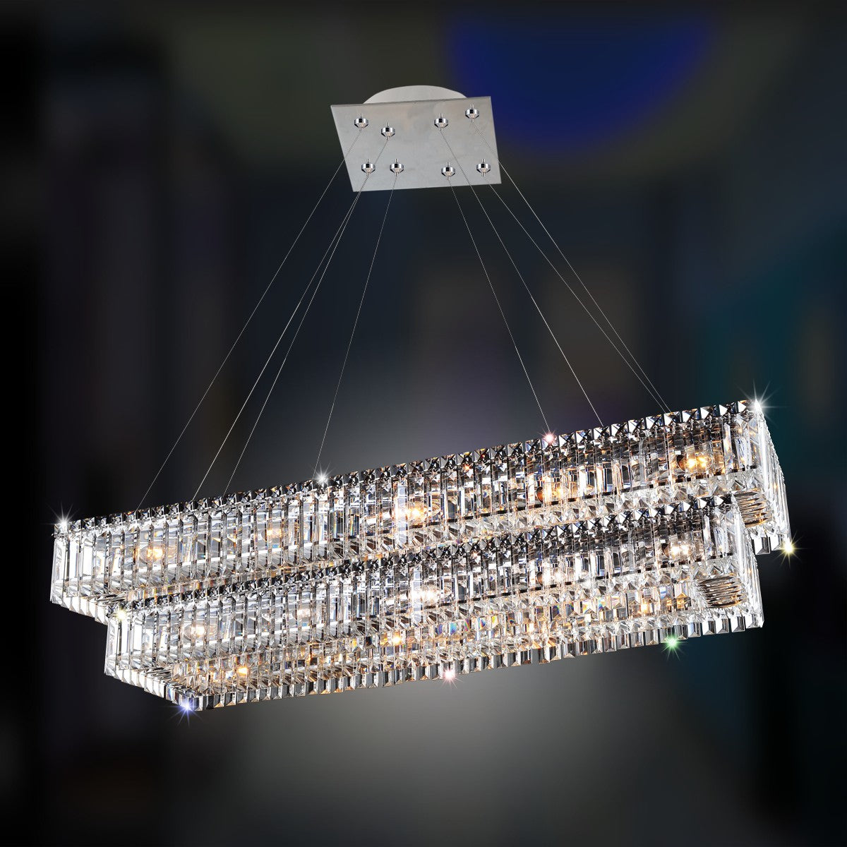 ALLEGRI, BAGUETTE 2 TIER PENDANT, PENDANT LIGHT