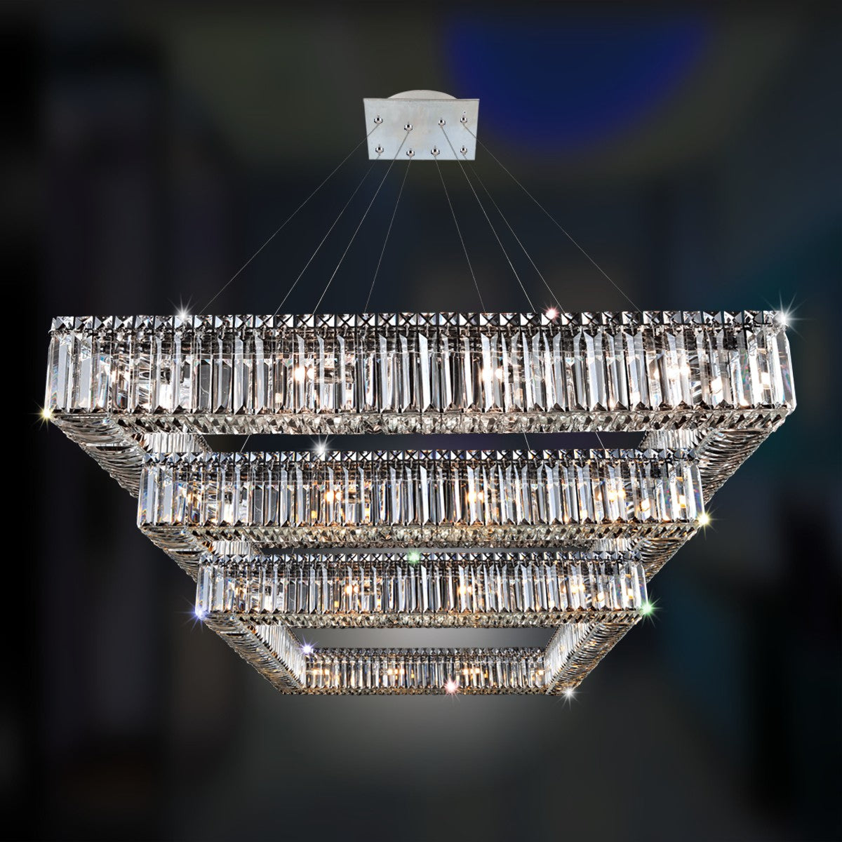 ALLEGRI, QUADRO SQUARE 3 TIER PENDANT, PENDANT LIGHT