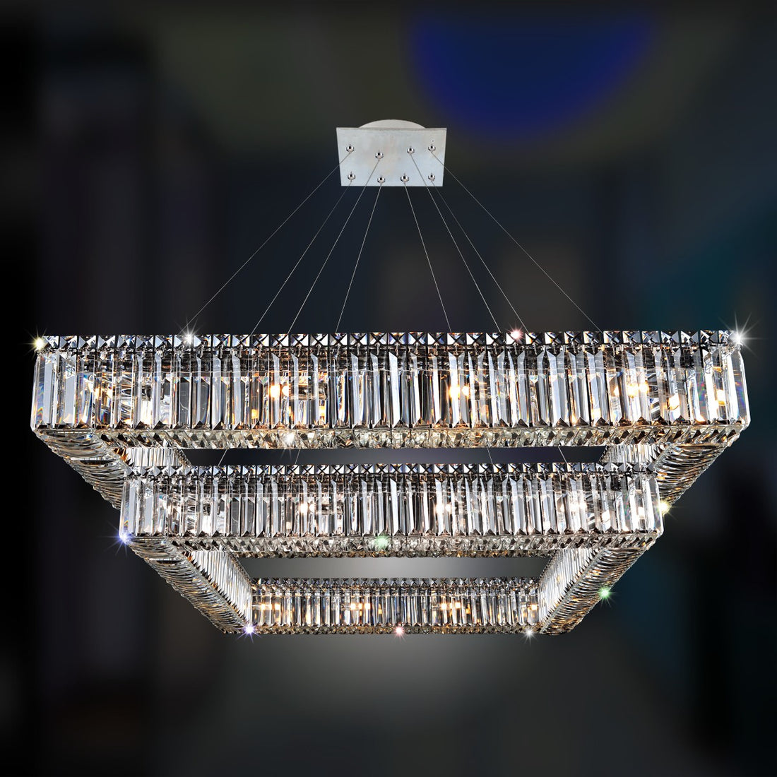 ALLEGRI, QUADRO SQUARE 2 TIER PENDANT, PENDANT LIGHT