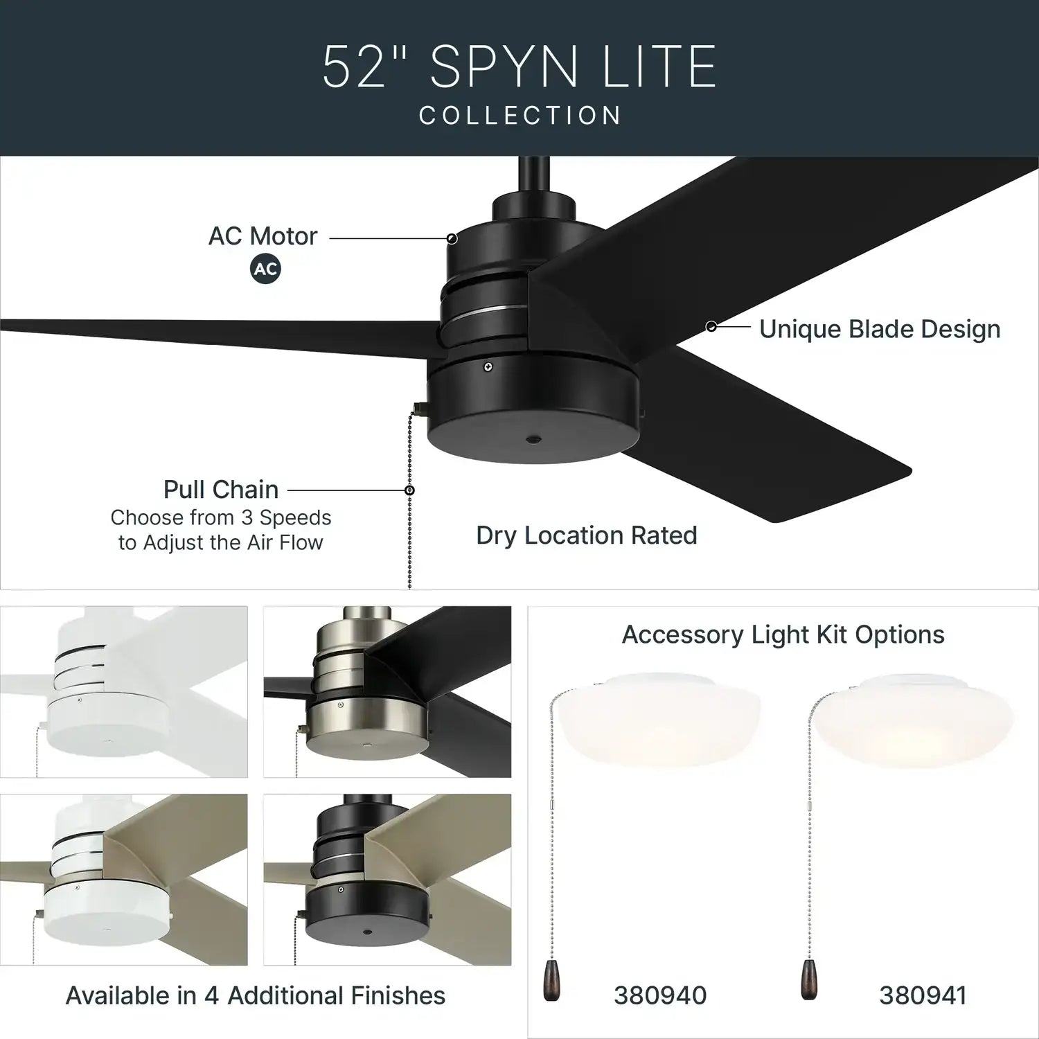 KICHLER, SPYN LITE FAN, INDOOR CEILING FANS