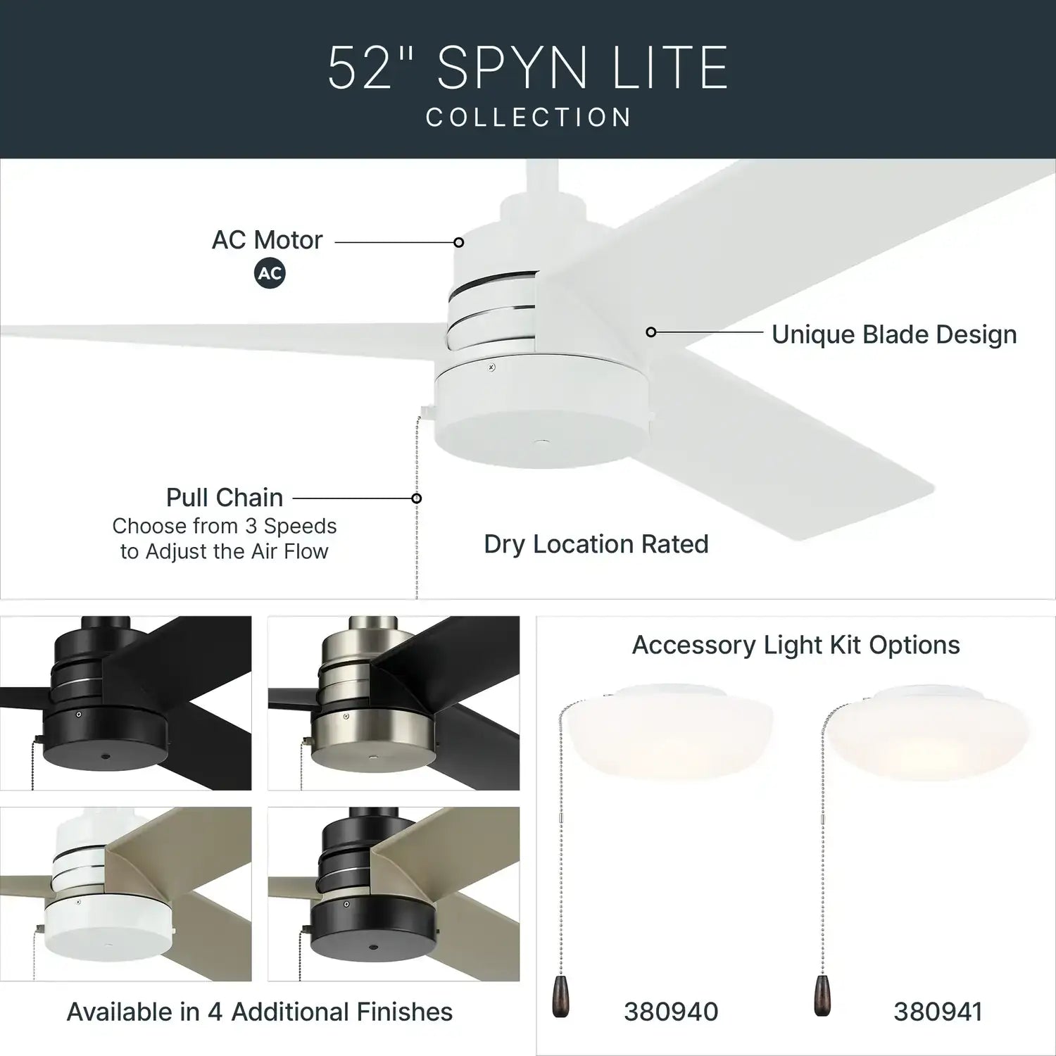 KICHLER, SPYN LITE FAN, INDOOR CEILING FANS