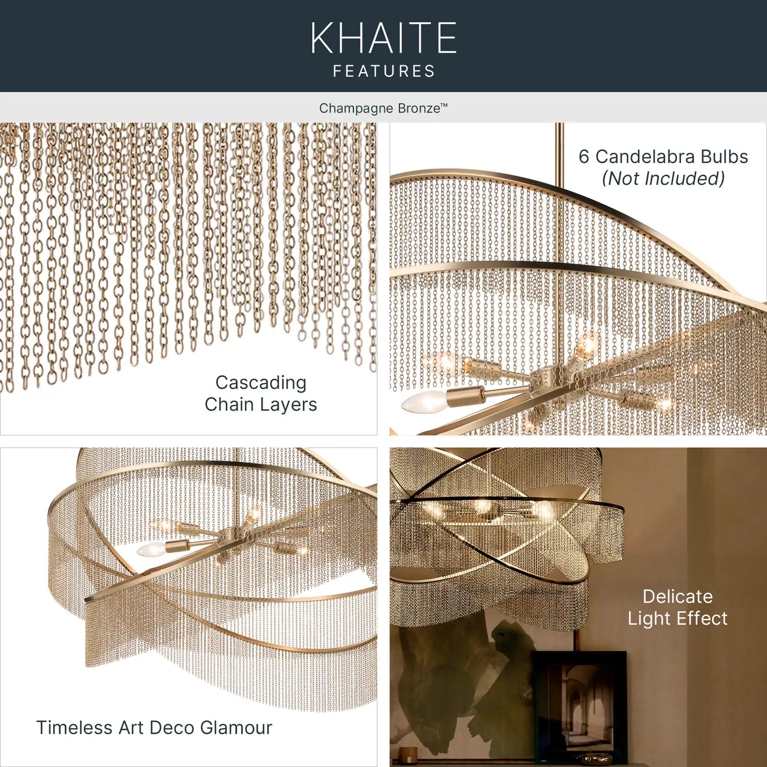 KICHLER, Khaite Chandelier, CHANDELIER LIGHT