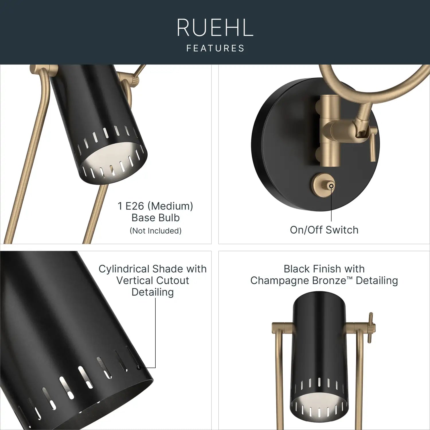KICHLER, Ruehl Wall Sconce, WALL SCONCES