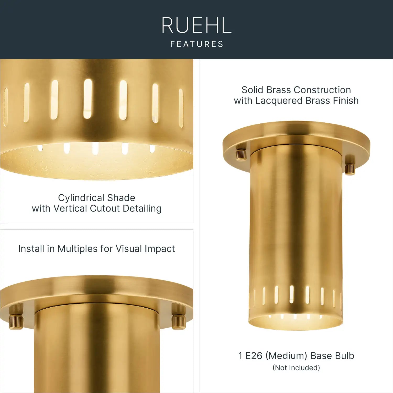 KICHLER, Ruehl Ceiling Lights, FLUSH MOUNT CEILING LIGHTS