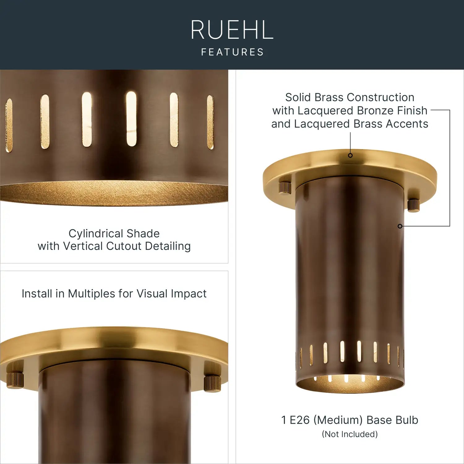 KICHLER, Ruehl Ceiling Lights, FLUSH MOUNT CEILING LIGHTS