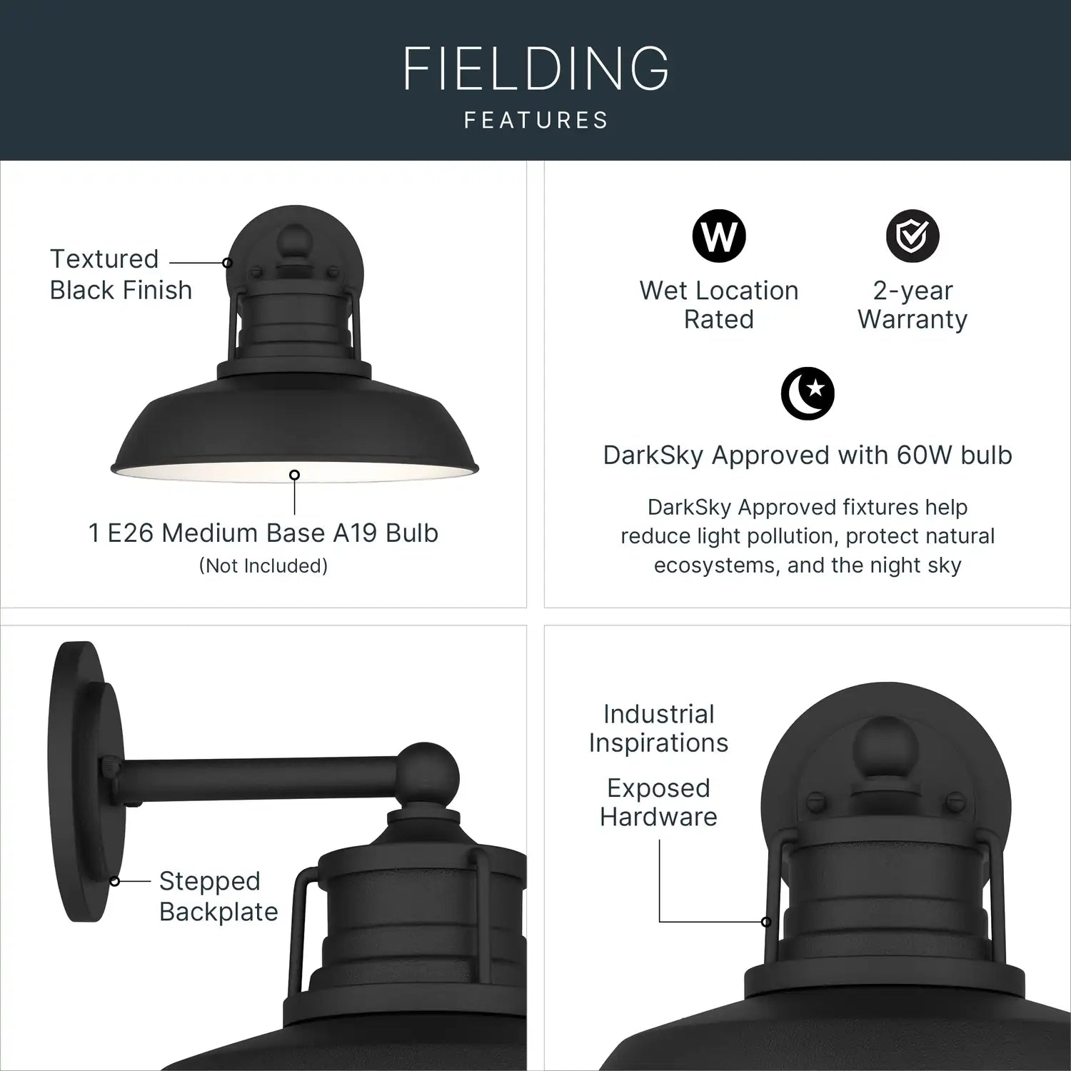 KICHLER, Fielding Outdoor, OUTDOOR WALL LIGHTS