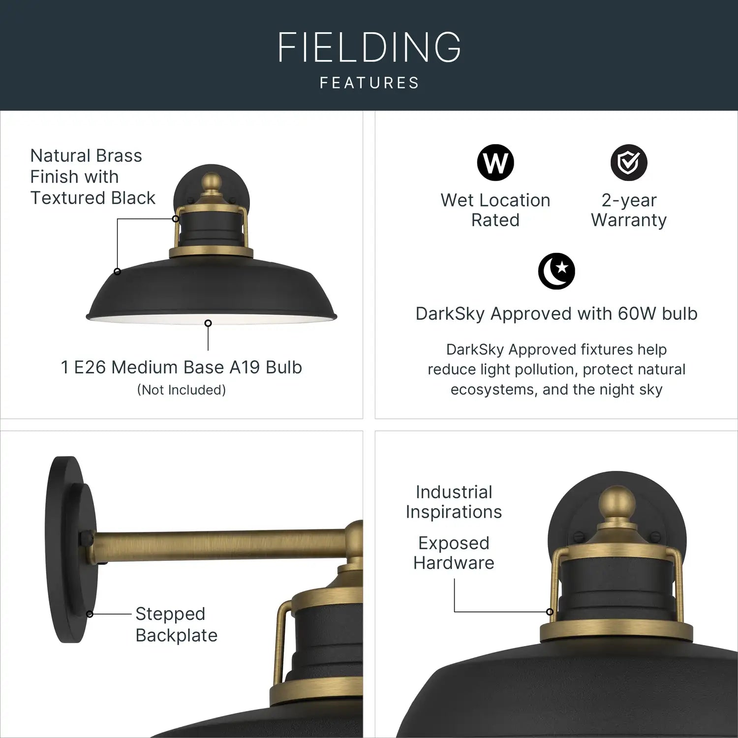 KICHLER, Fielding Outdoor, OUTDOOR WALL LIGHTS